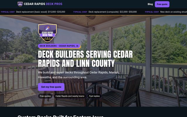 Cedar Rapids Deck Pros website