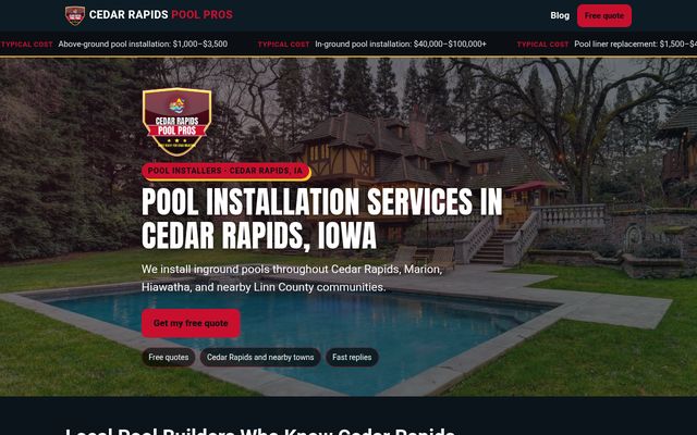 Cedar Rapids Pool Pros website
