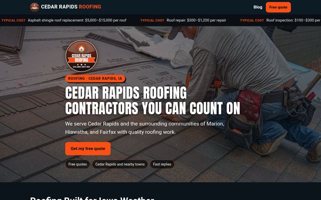 Cedar Rapids Roofing website