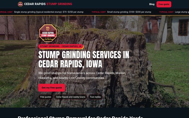 Cedar Rapids Stump Grinding website