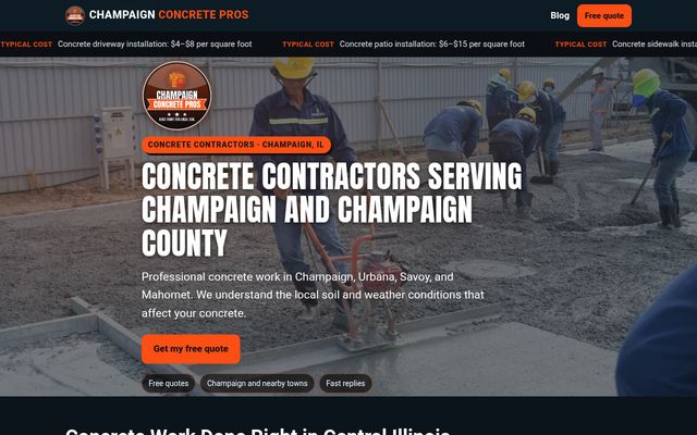 Champaign Concrete Pros website