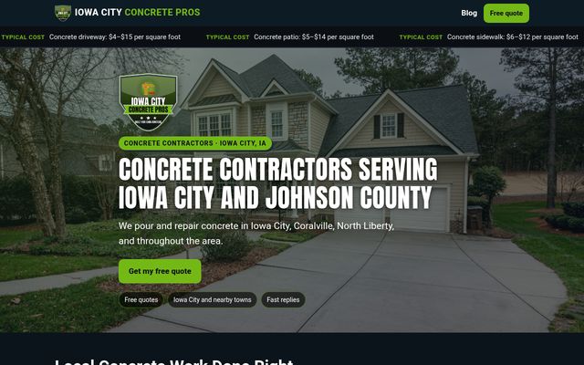 Iowa City Concrete Pros website