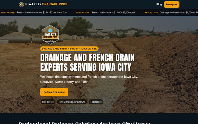 Iowa City Drainage Pros website