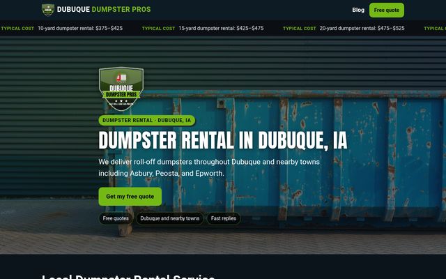Dubuque Dumpster Pros website