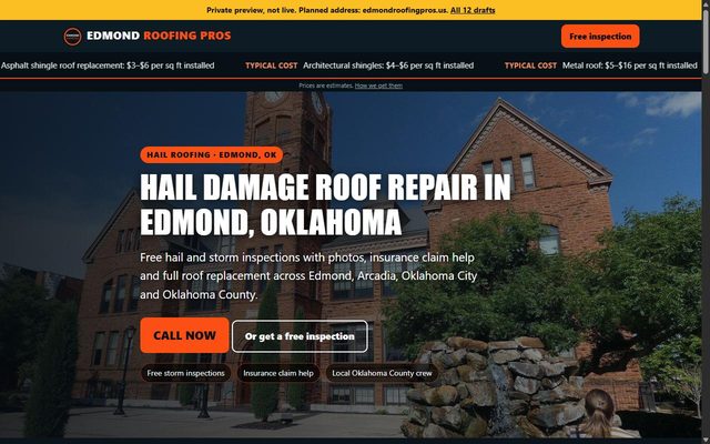 Edmond Roofing Pros website