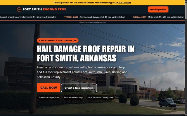 Fort Smith Roofing Pros website