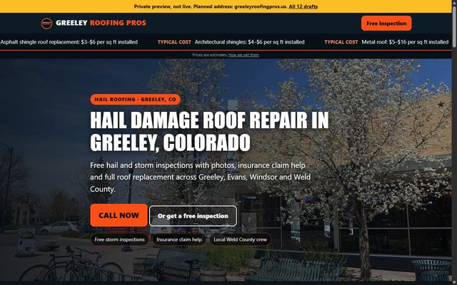 Greeley Roofing Pros website