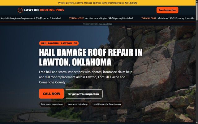 Lawton Roofing Pros website