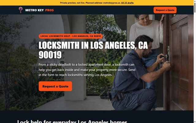 Metro Key Pros website