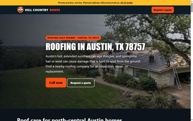 Hill Country Roofs website