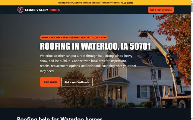 Cedar Valley Roofs website