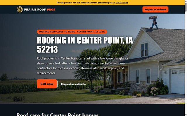 Prairie Roof Pros website