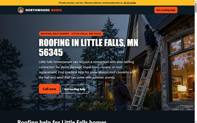 Northwoods Roofs website