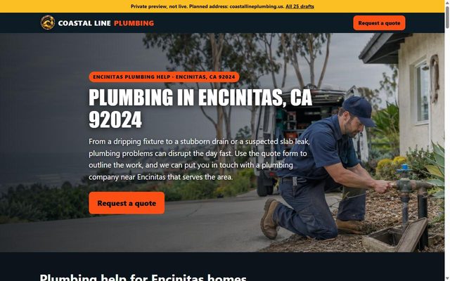 Coastal Line Plumbing website