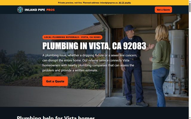 Inland Pipe Pros website