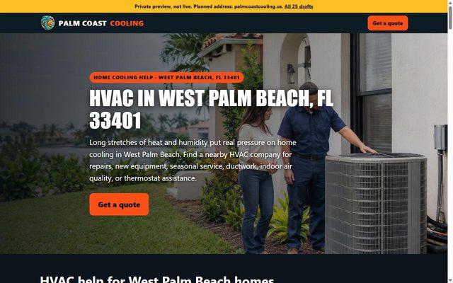 Palm Coast Cooling website