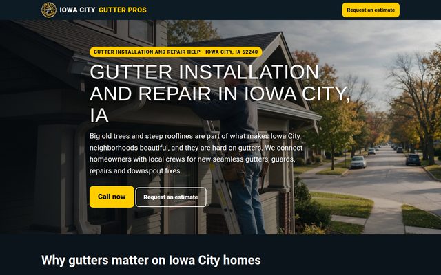 Iowa City Gutter Pros website