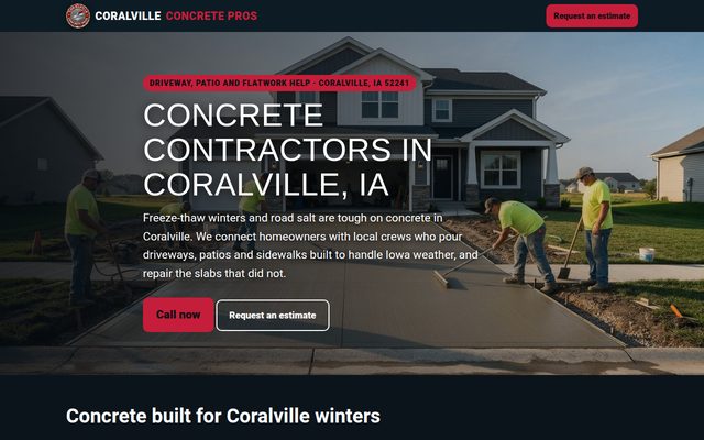 Coralville Concrete Pros website
