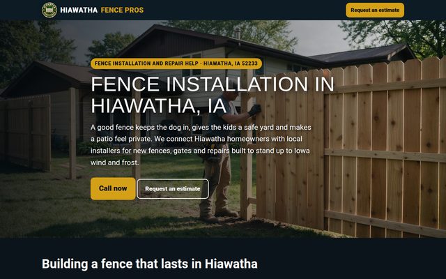 Hiawatha Fence Pros website