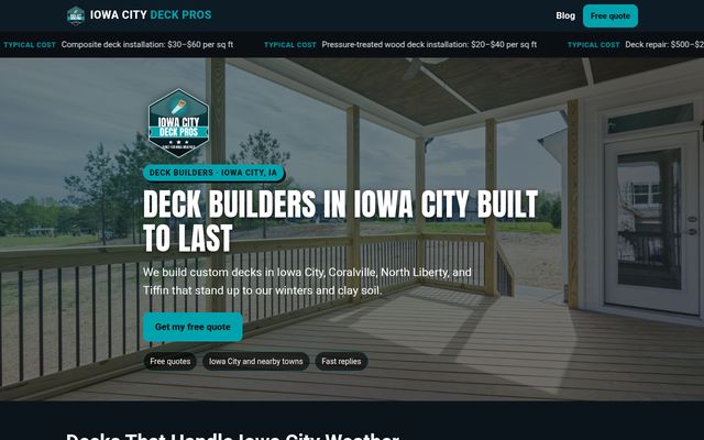Iowa City Deck Pros website