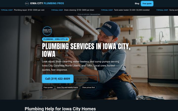 Plumbing Iowa City website