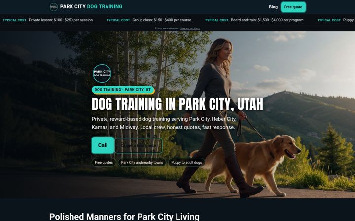 Dog Training Park City website