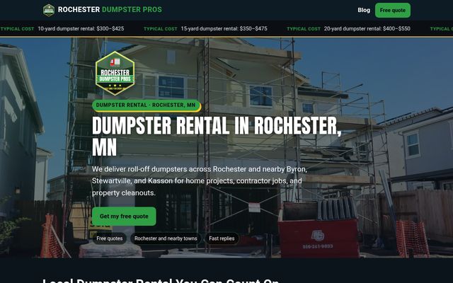 Rochester Dumpster Pros website