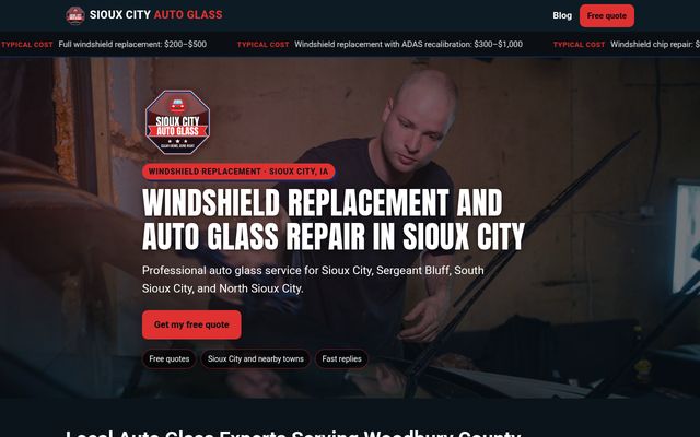 Sioux City Auto Glass website