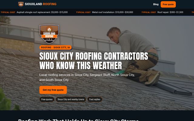 Siouxland Roofing website