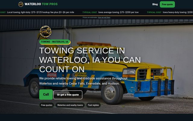 Waterloo Tow Pros website
