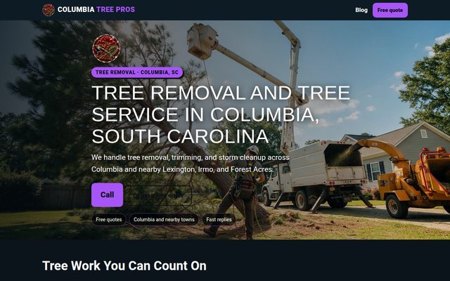 Columbia Tree Pros website