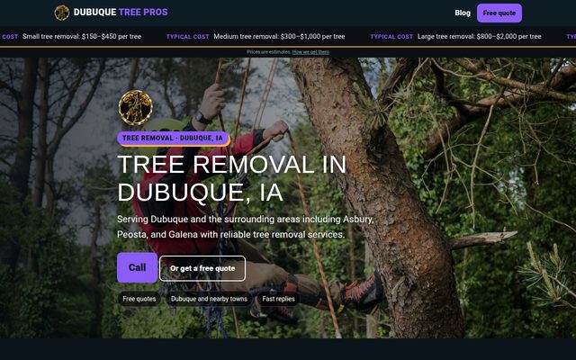 Dubuque Tree Pros website