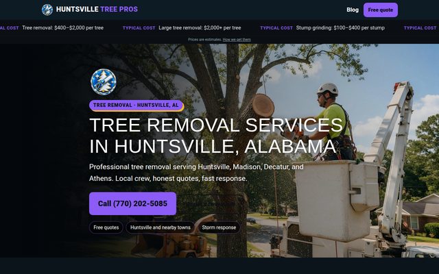 Tree Removal Huntsville website