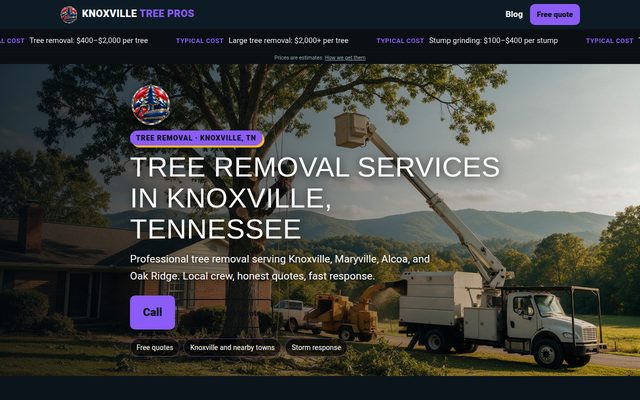 Tree Removal Knoxville website
