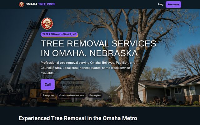 Omaha Tree Pros website