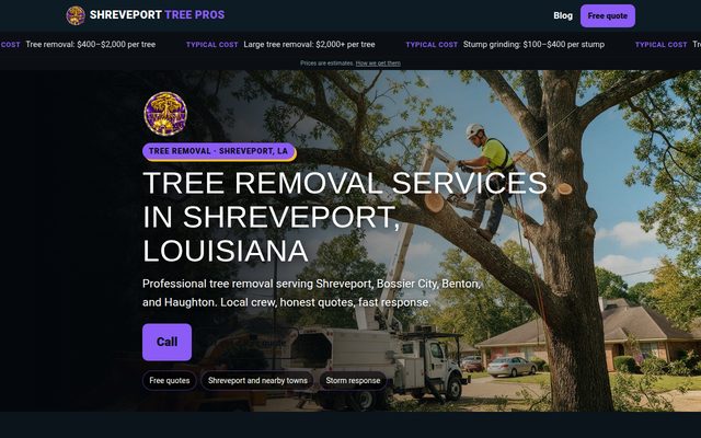 Tree Removal Shreveport website