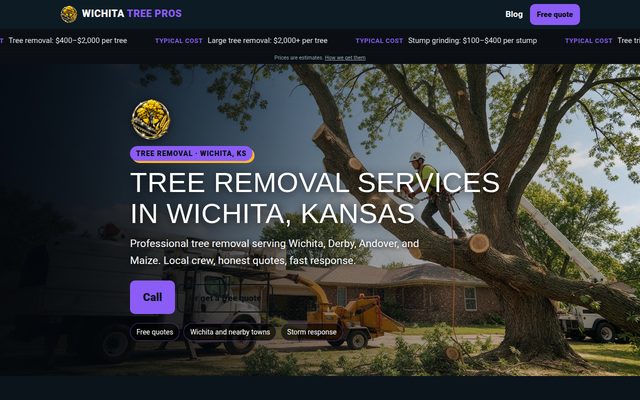 Tree Removal Wichita website