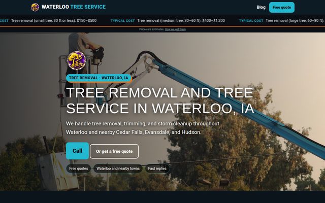 Waterloo Tree Service website